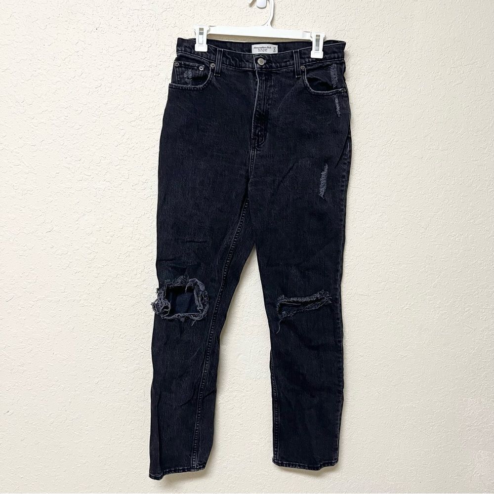 Abercrombie & Fitch The 90s Straight Jean Ultra High Rise Black Denim Size 29/8